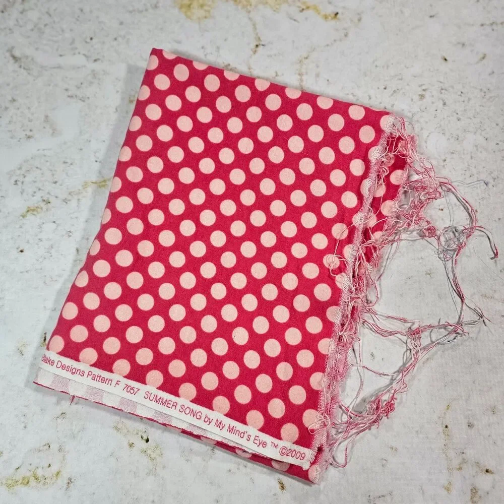 Riley Blake Summer Song My Mind's Eye Pink Polka Dot Flannel Fabric 17x44